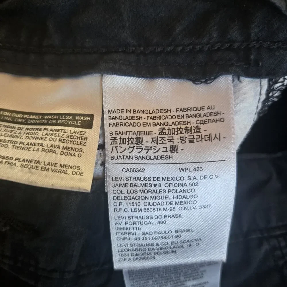 Levi Strauss &‎ Co Shorts Mens 30 Black Cargo Multi Pocket Workwear Cotton Faded